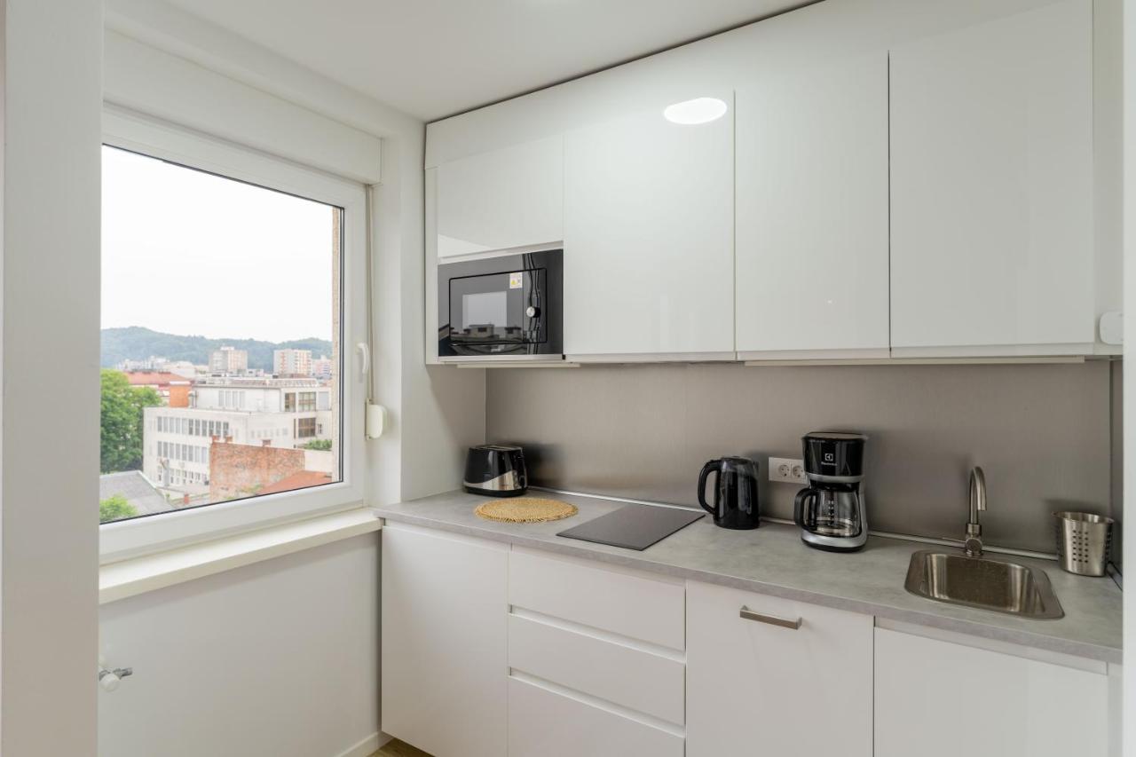 Elegant Tour As Studio Gilly With Open Views And A Balcony In The Center Lubiana Esterno foto